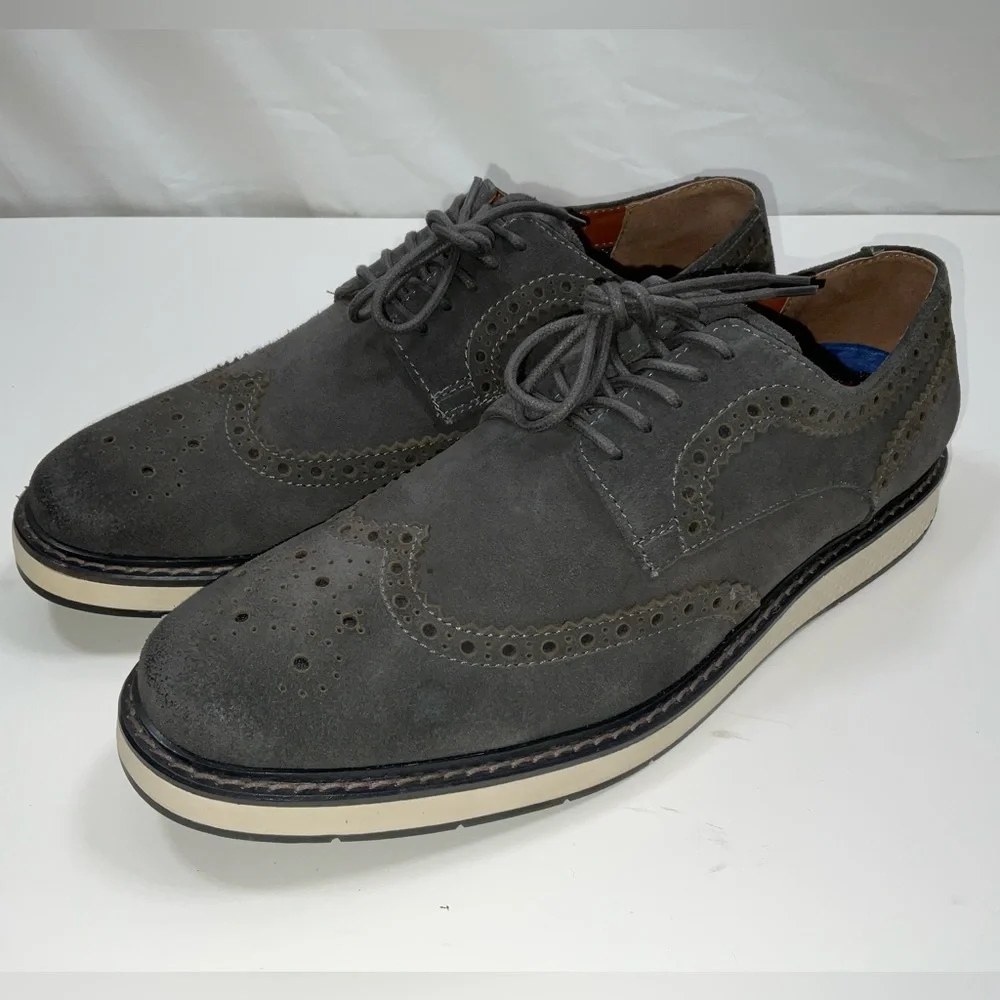 Men Vince Camuto‎ Elya Wingtip Brogue Tactility Waterproof Suede Shoes Gray 10.5
